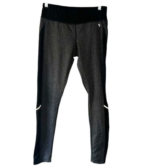 Kirkland Signature Womens Medium Herringbone Leggings Black & Gray Stretchy Poly - Picture 1 of 8